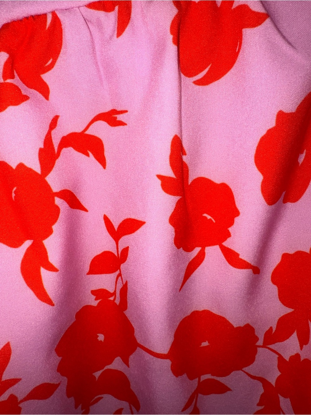 Umgee Pink Blouse with Bold Red Floral Print L - Picture 5 of 7